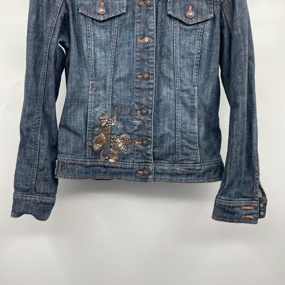 Coldwater Womens Denim Jacket Embroidered/Sequined Size 6 Button Up - Picture 3 of 9